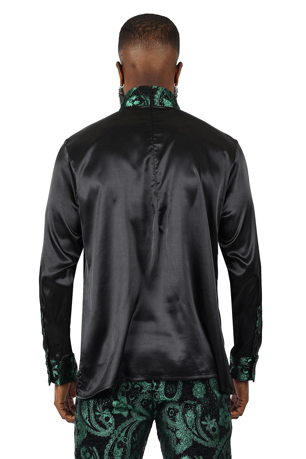 BARABAS Men's Paisley Long Sleeve Turtle Neck shirt 3MT05 Green