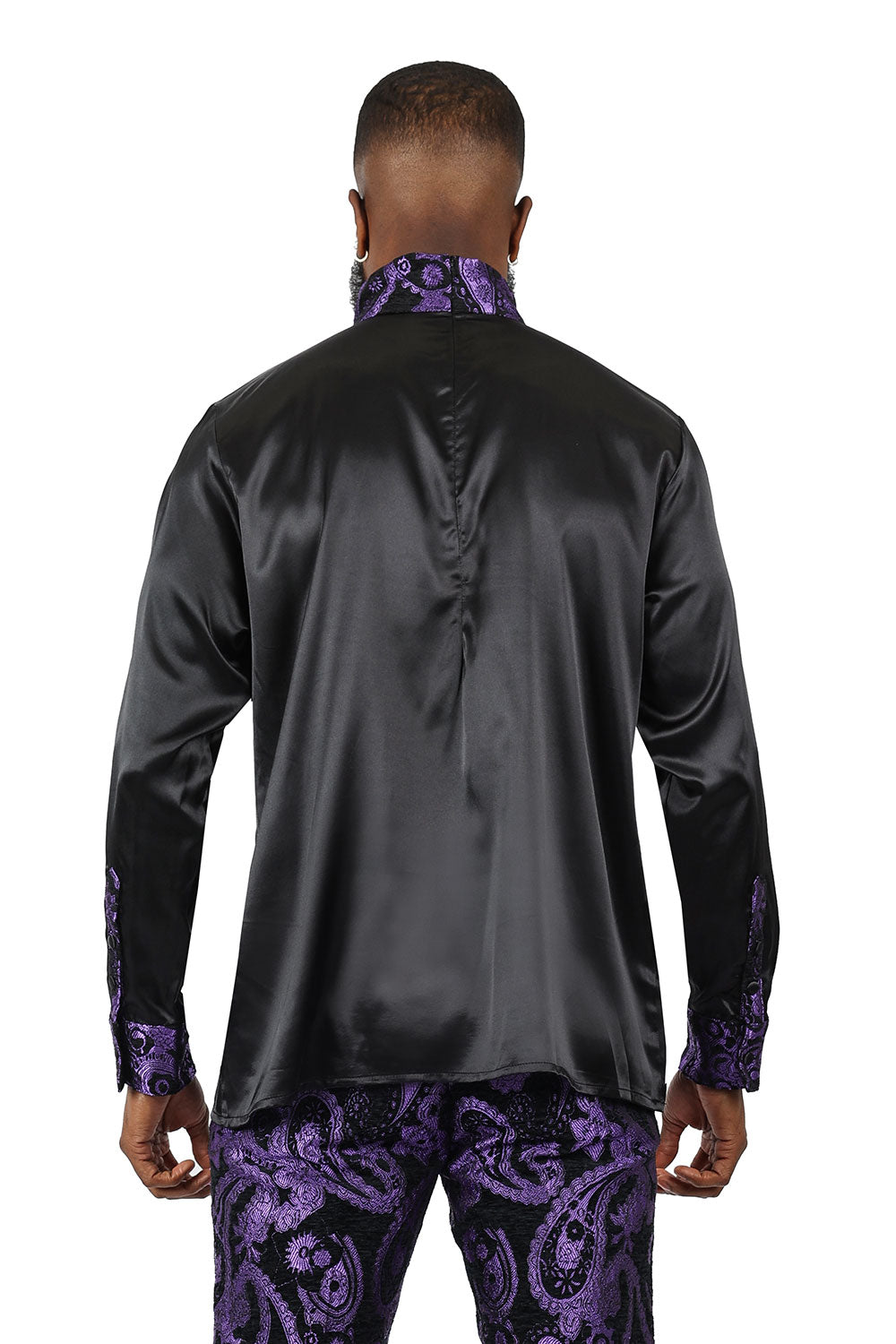 BARABAS Men's Paisley Long Sleeve Turtle Neck shirt 3MT05 Puple