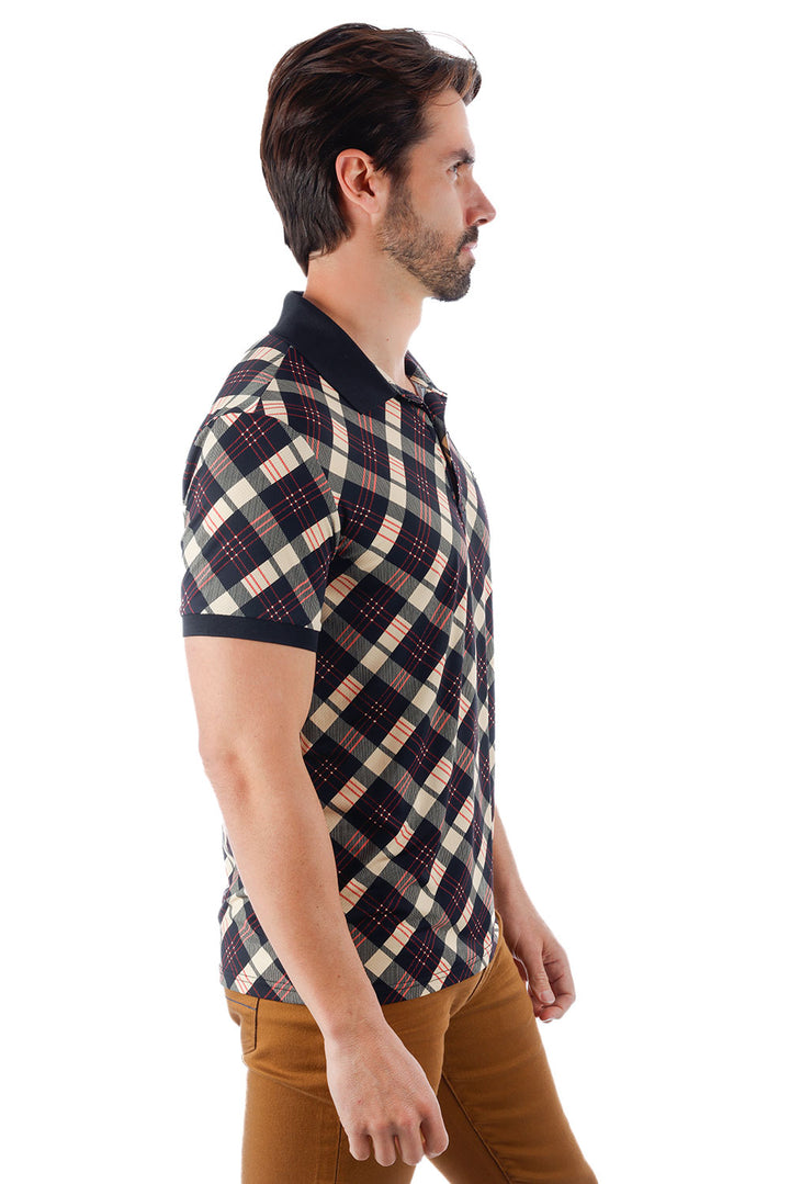 BARABAS Men Plaid Checkered Short Sleeve Polo shirts 3PM01