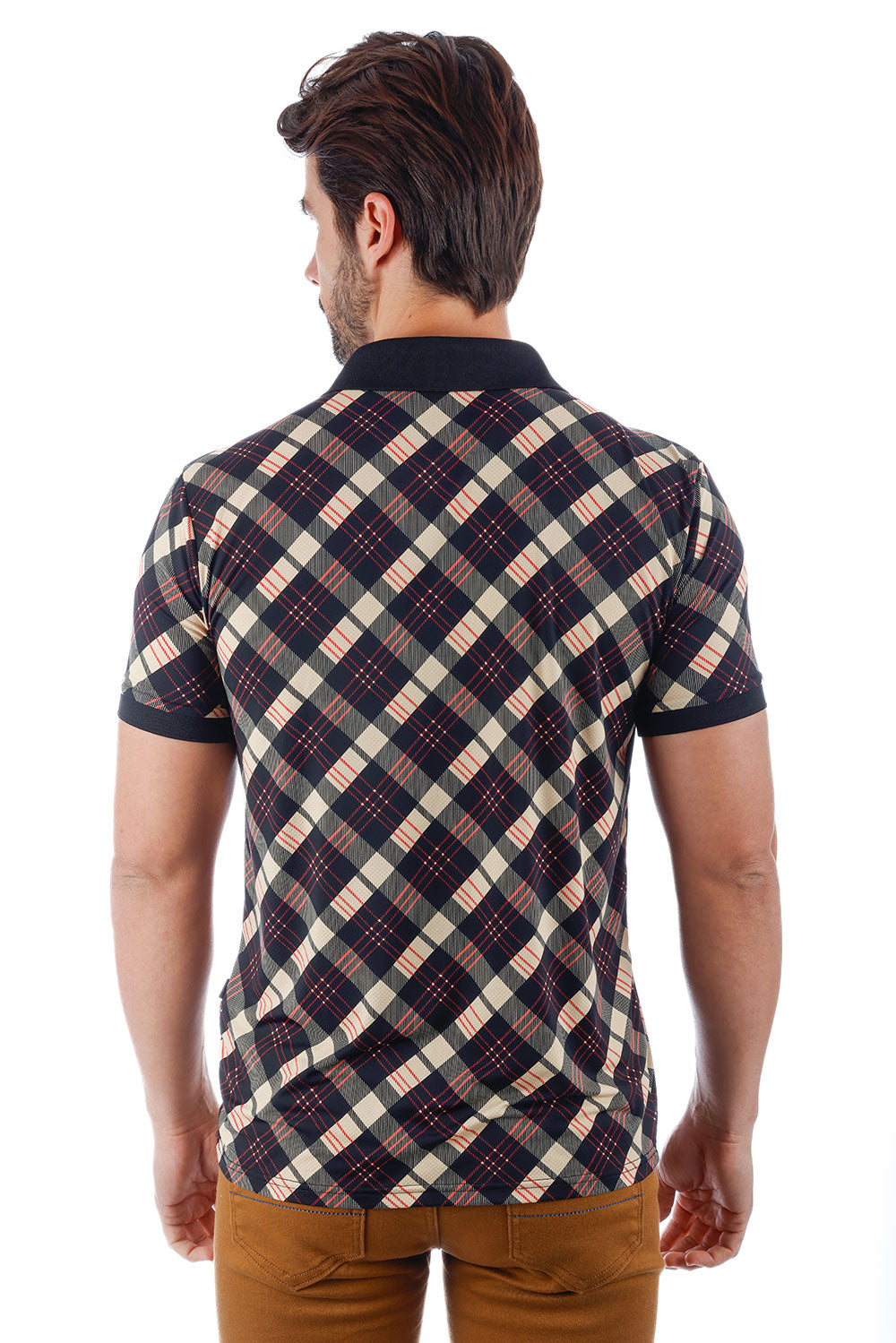 BARABAS Men Plaid Checkered Short Sleeve Polo shirts 3PM01