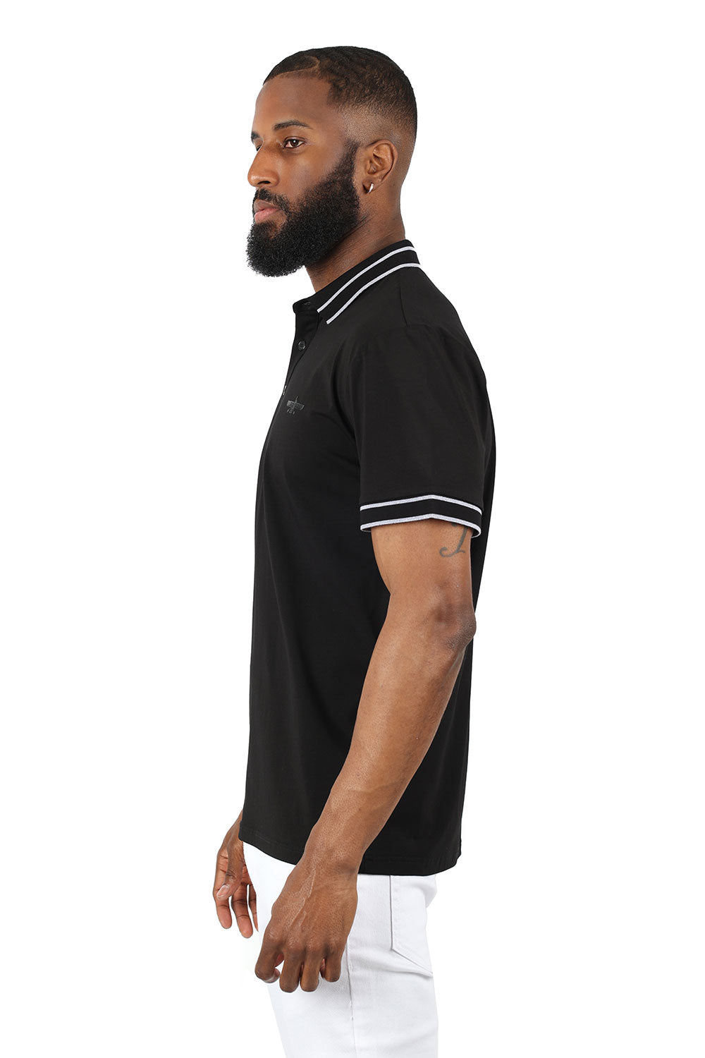 Barabas Men's Solid Color with Logo Polo Shirts 3PP832 Black Silver