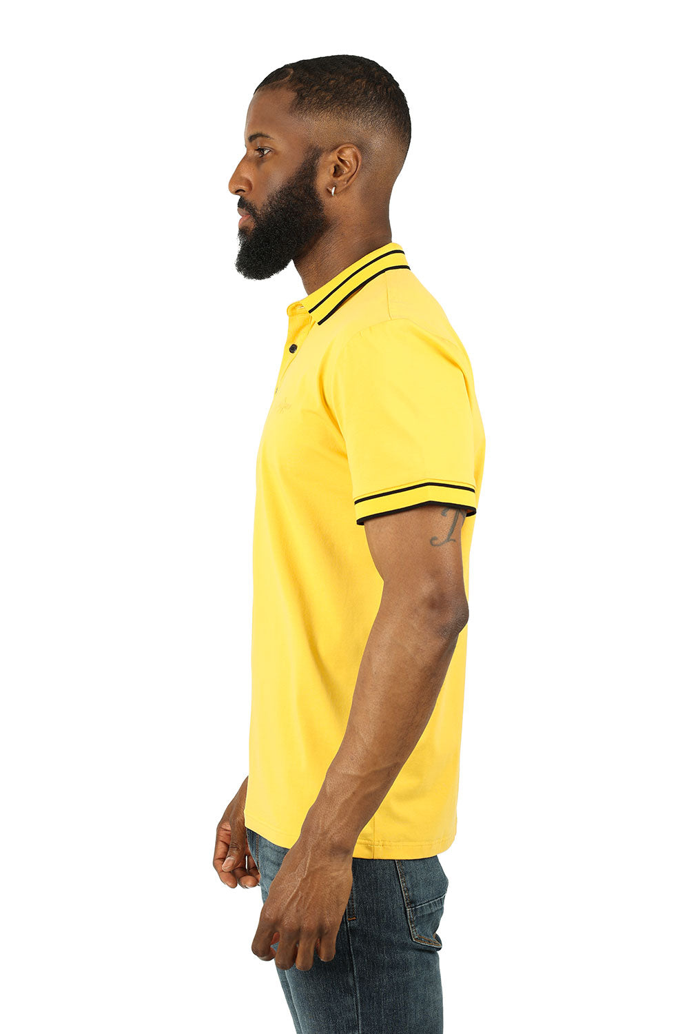 Barabas Men's Solid Color with Logo Polo Shirts 3PP832 Mustard