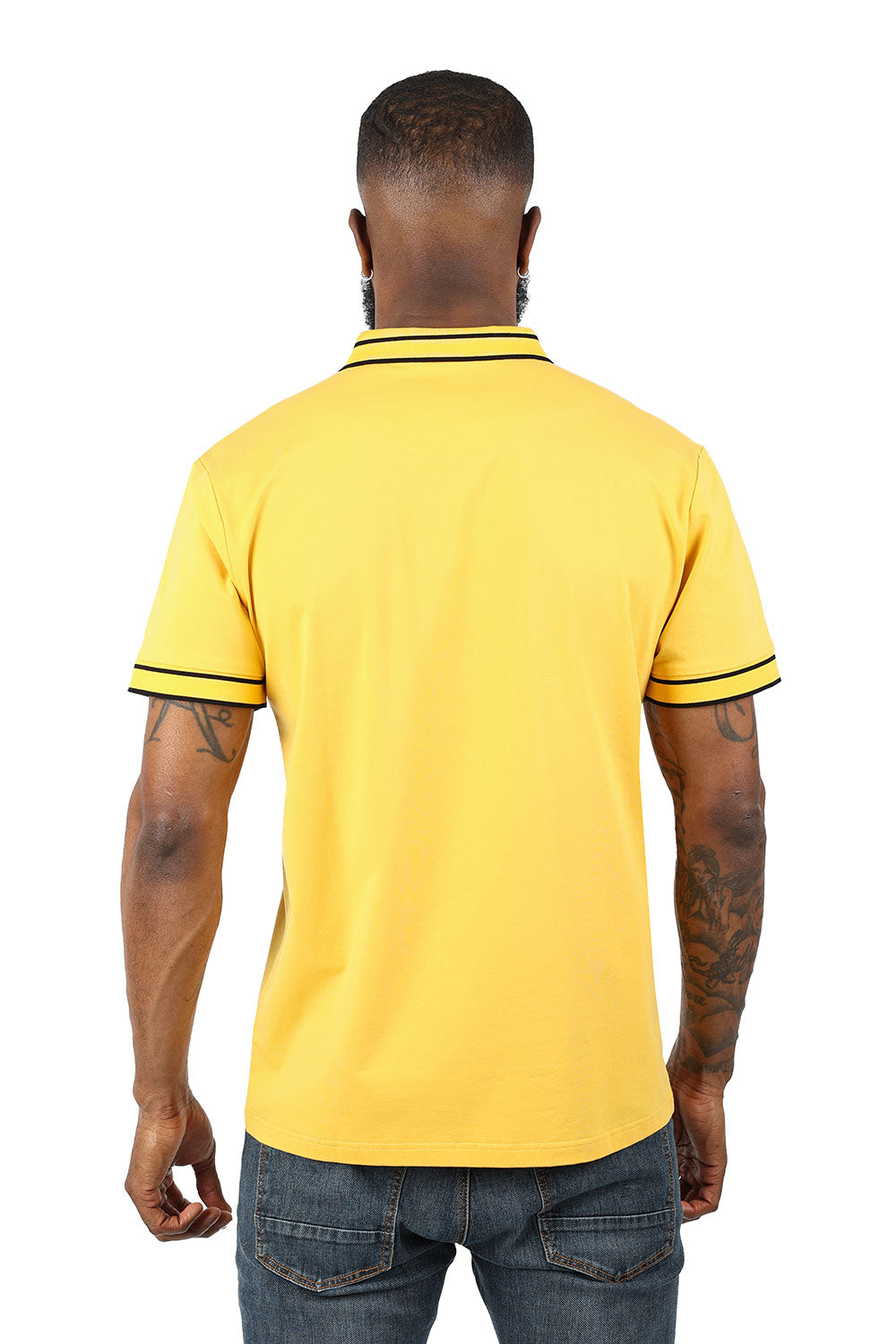 Barabas Men's Solid Color with Logo Polo Shirts 3PP832 Mustard