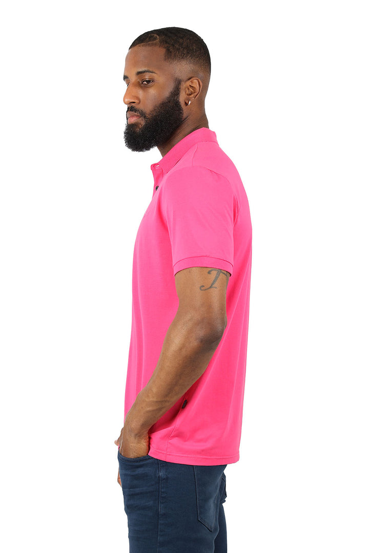 Barabas men's Solid Color With Logo Polo Shirts 3PP833 Fuchsia