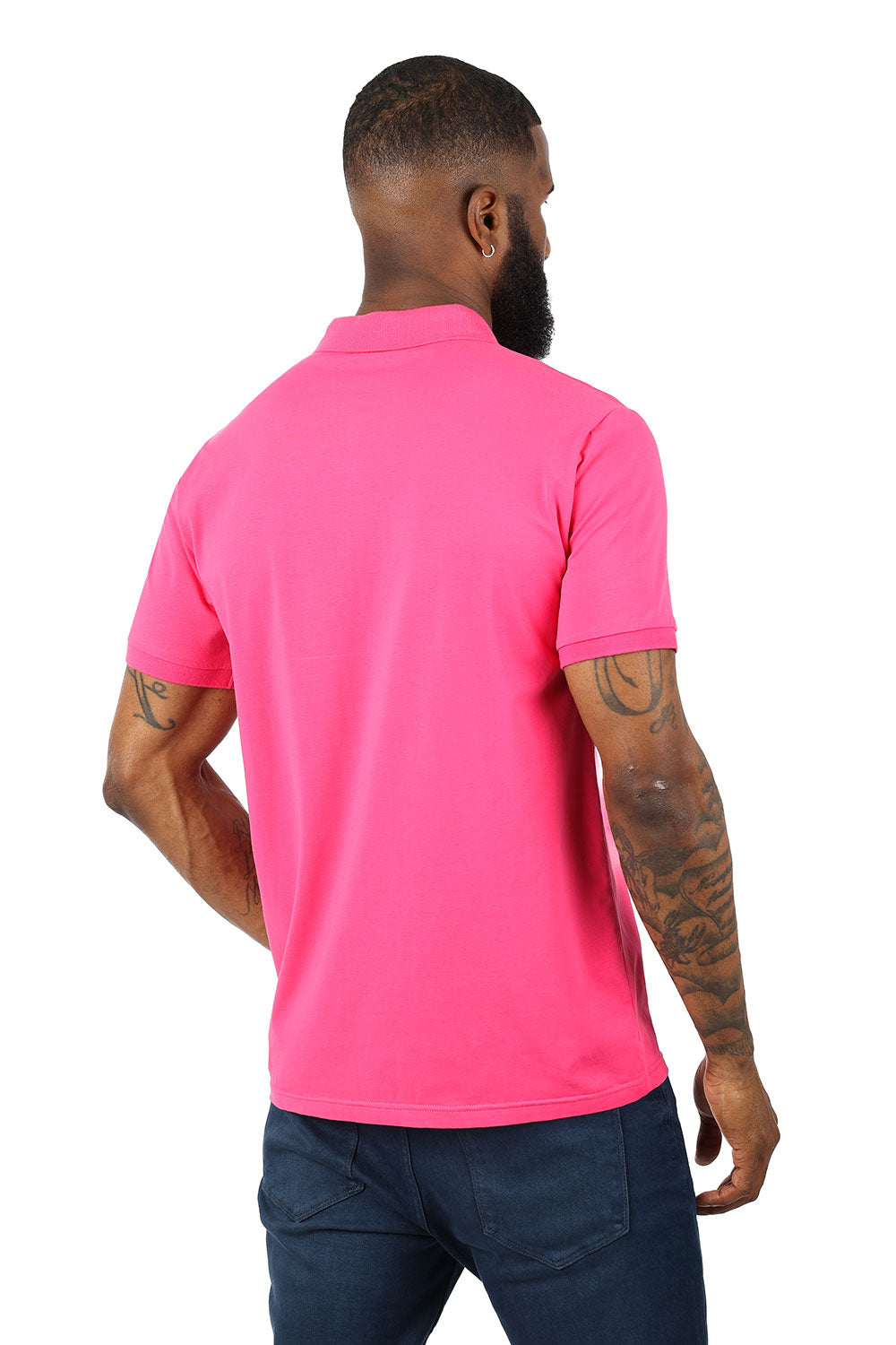 Barabas men's Solid Color With Logo Polo Shirts 3PP833 Fuchsia