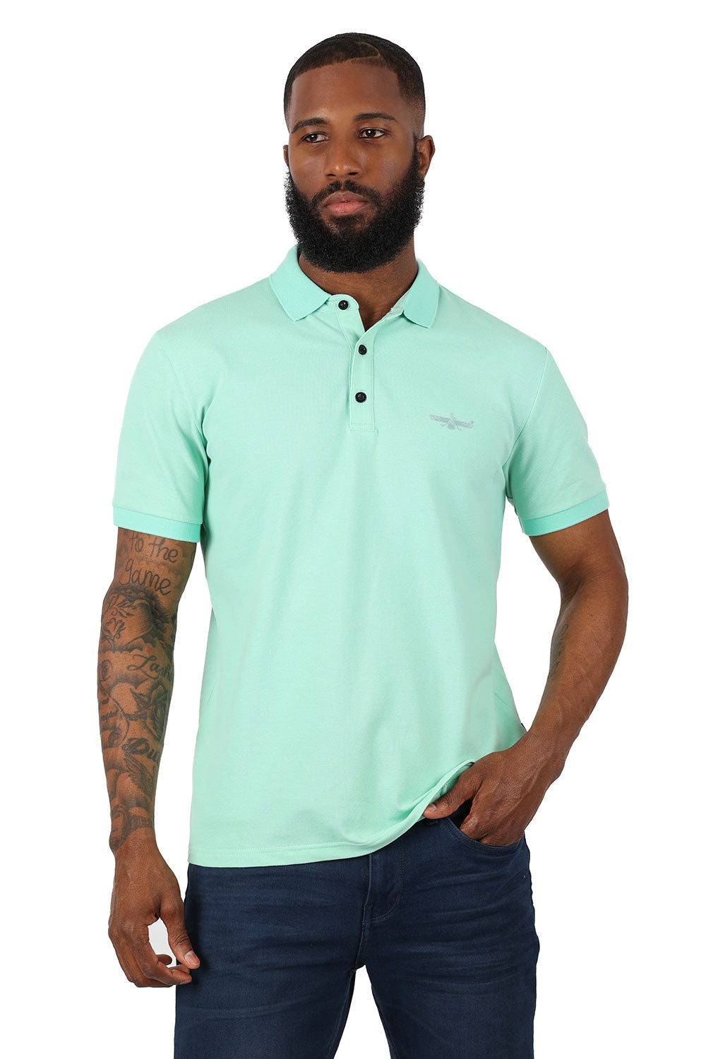 Barabas men's Solid Color With Logo Polo Shirts 3PP833 Mint