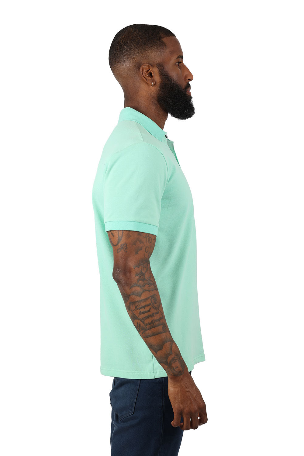 Barabas men's Solid Color With Logo Polo Shirts 3PP833 Mint