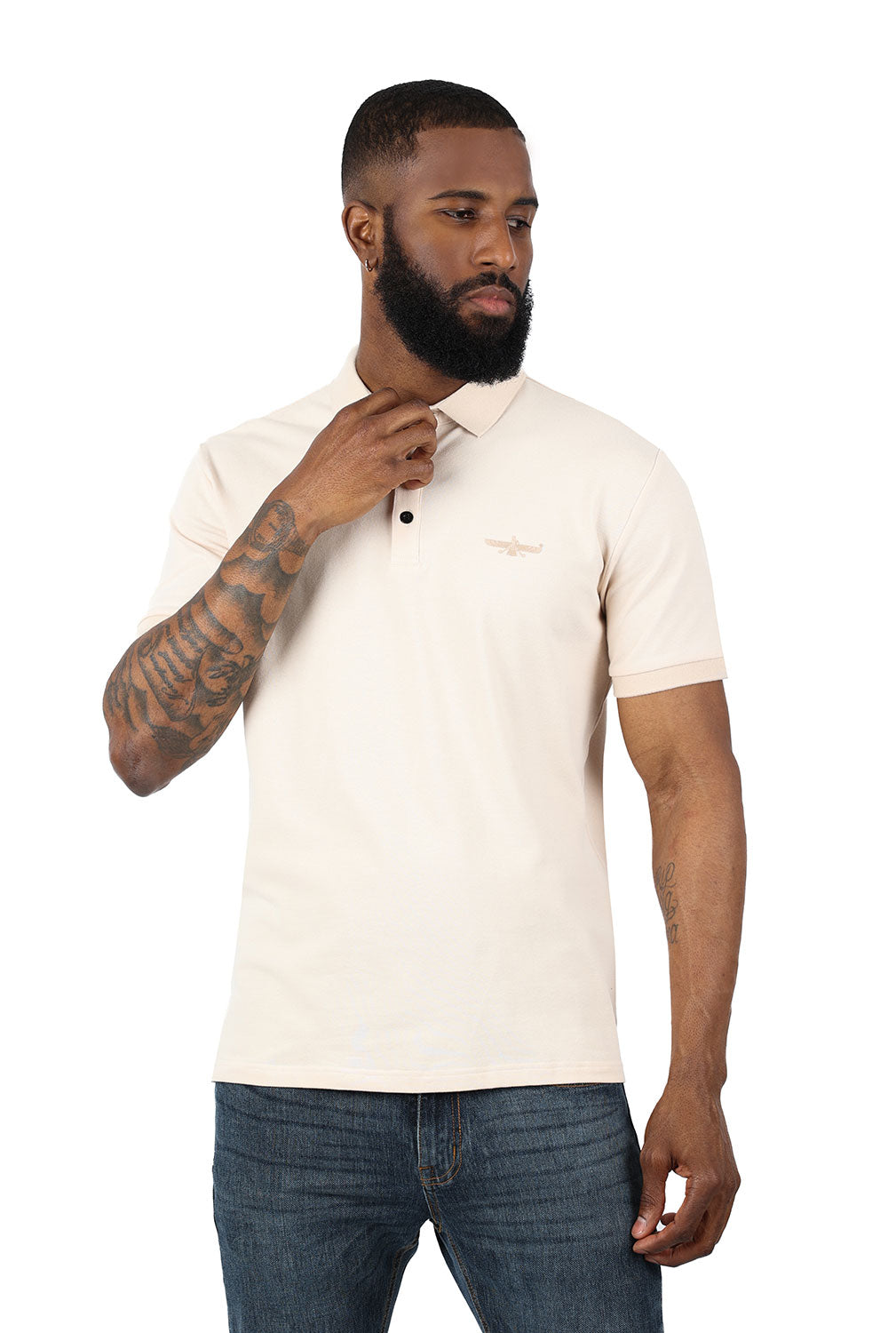 Barabas men's Solid Color With Logo Polo Shirts 3PP833 Natural