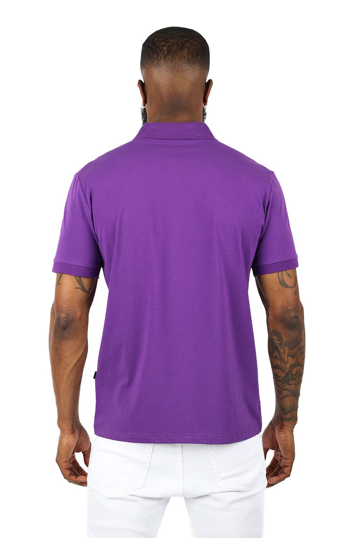 Barabas men's Solid Color With Logo Polo Shirts 3PP833 Purple