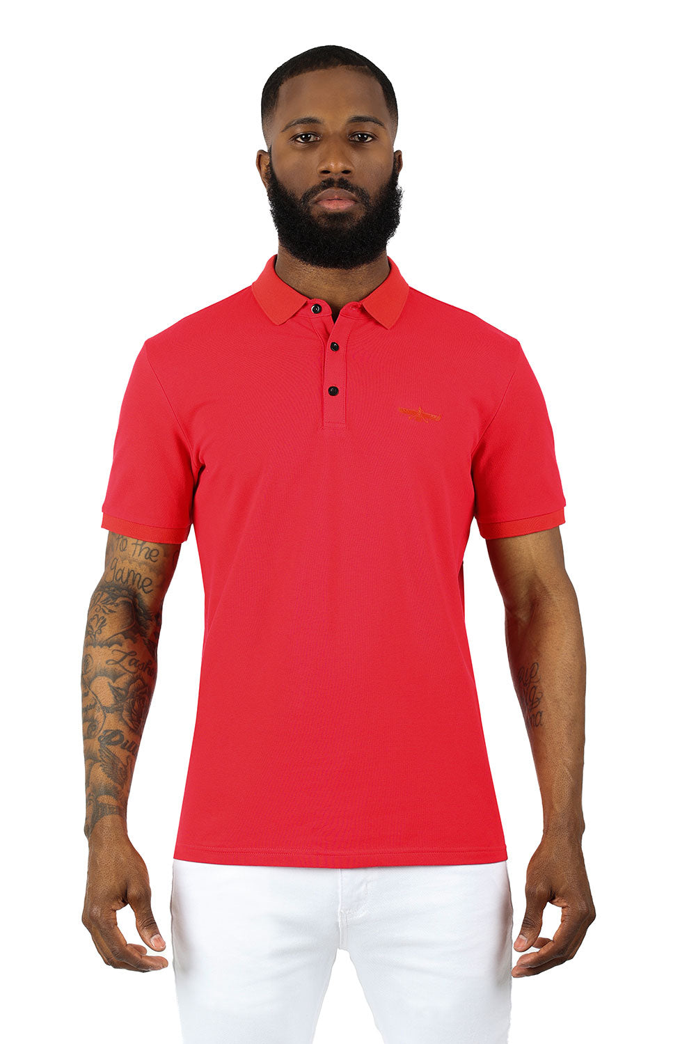 Barabas men's Solid Color With Logo Polo Shirts 3PP833 Red