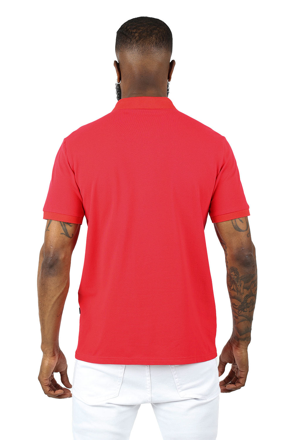 Barabas men's Solid Color With Logo Polo Shirts 3PP833 Red