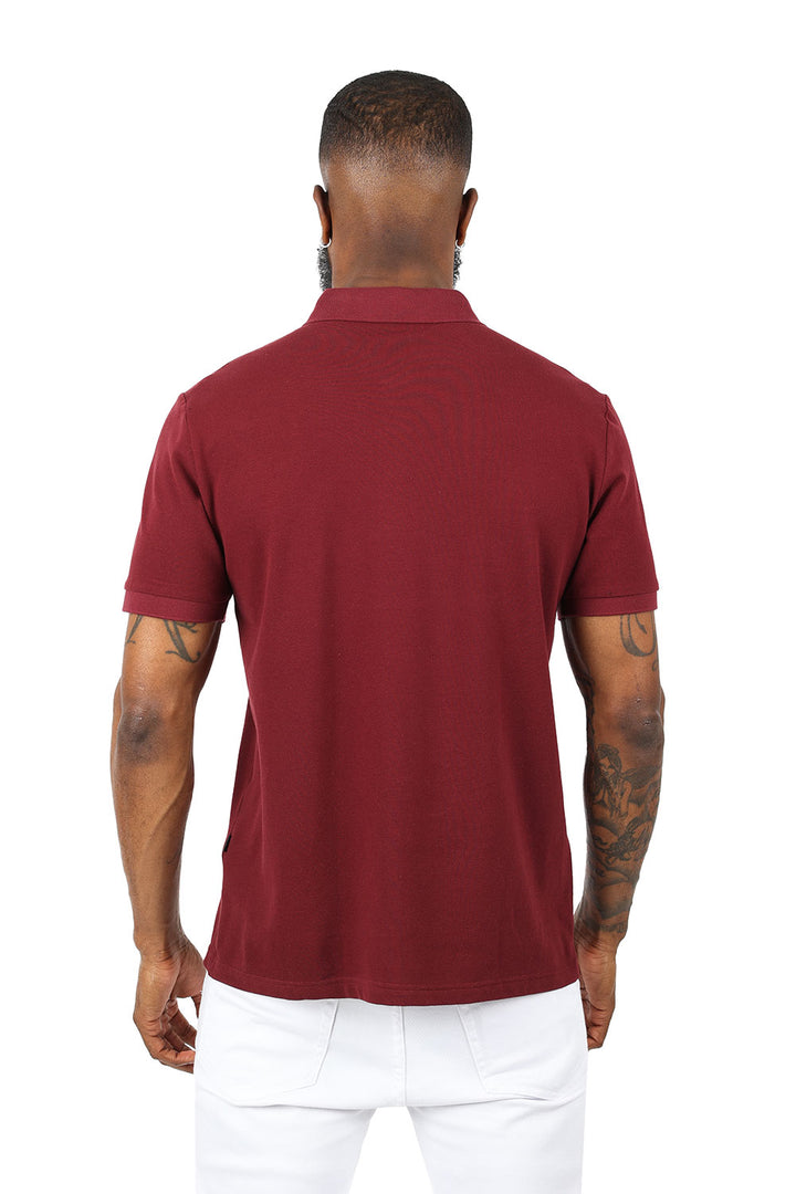 Barabas men's Solid Color With Logo Polo Shirts 3PP833 Wine