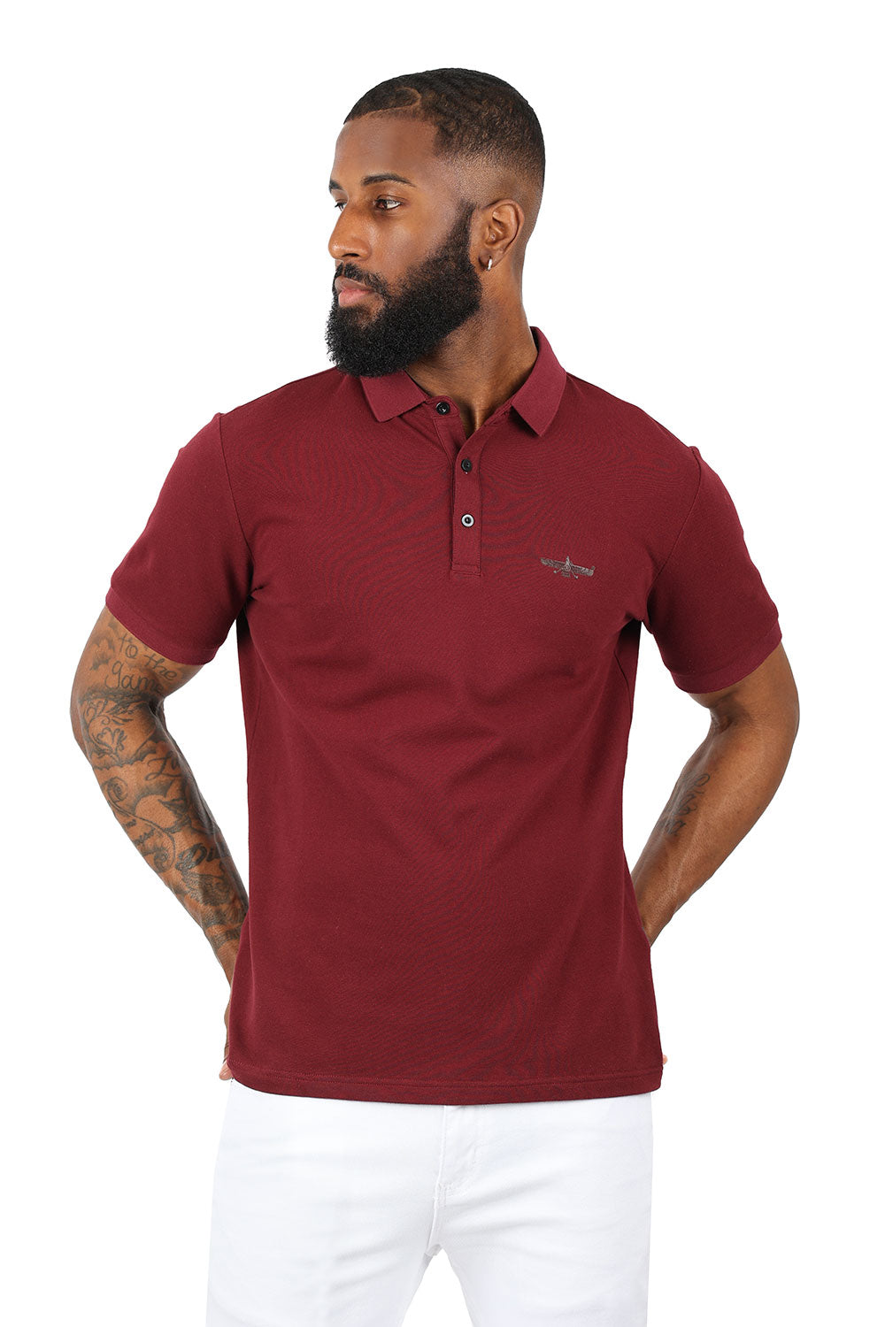 Barabas men's Solid Color With Logo Polo Shirts 3PP833 Wine