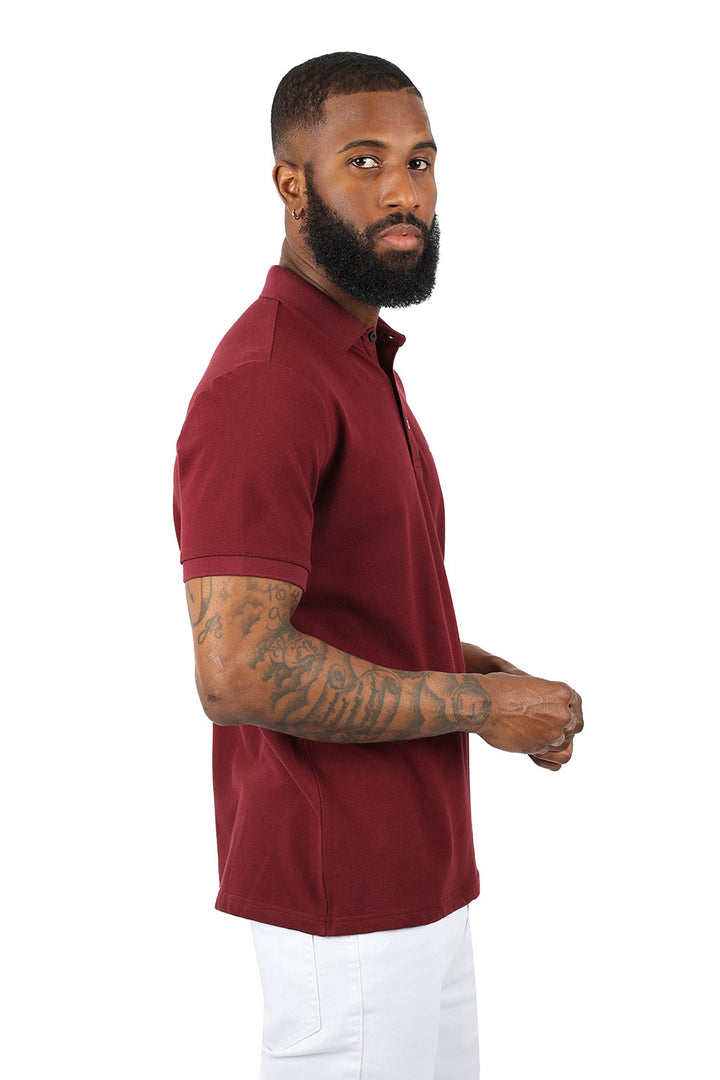 Barabas men's Solid Color With Logo Polo Shirts 3PP833 Wine