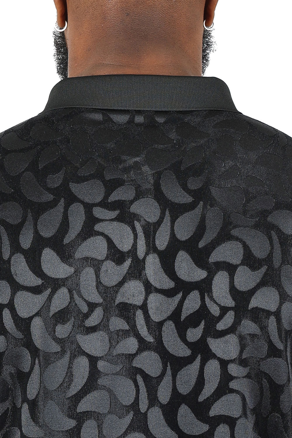 Barabas Men's Petal Floral Short Sleeve Polo Shirt 3PP834 Black