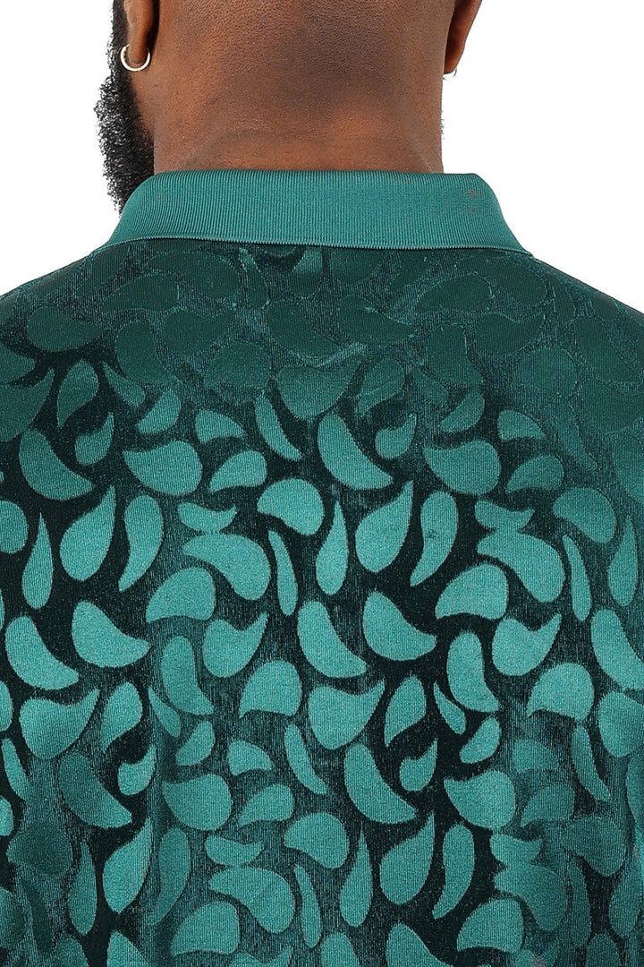 Barabas Men's Petal Floral Short Sleeve Polo Shirt 3PP834 Emerald