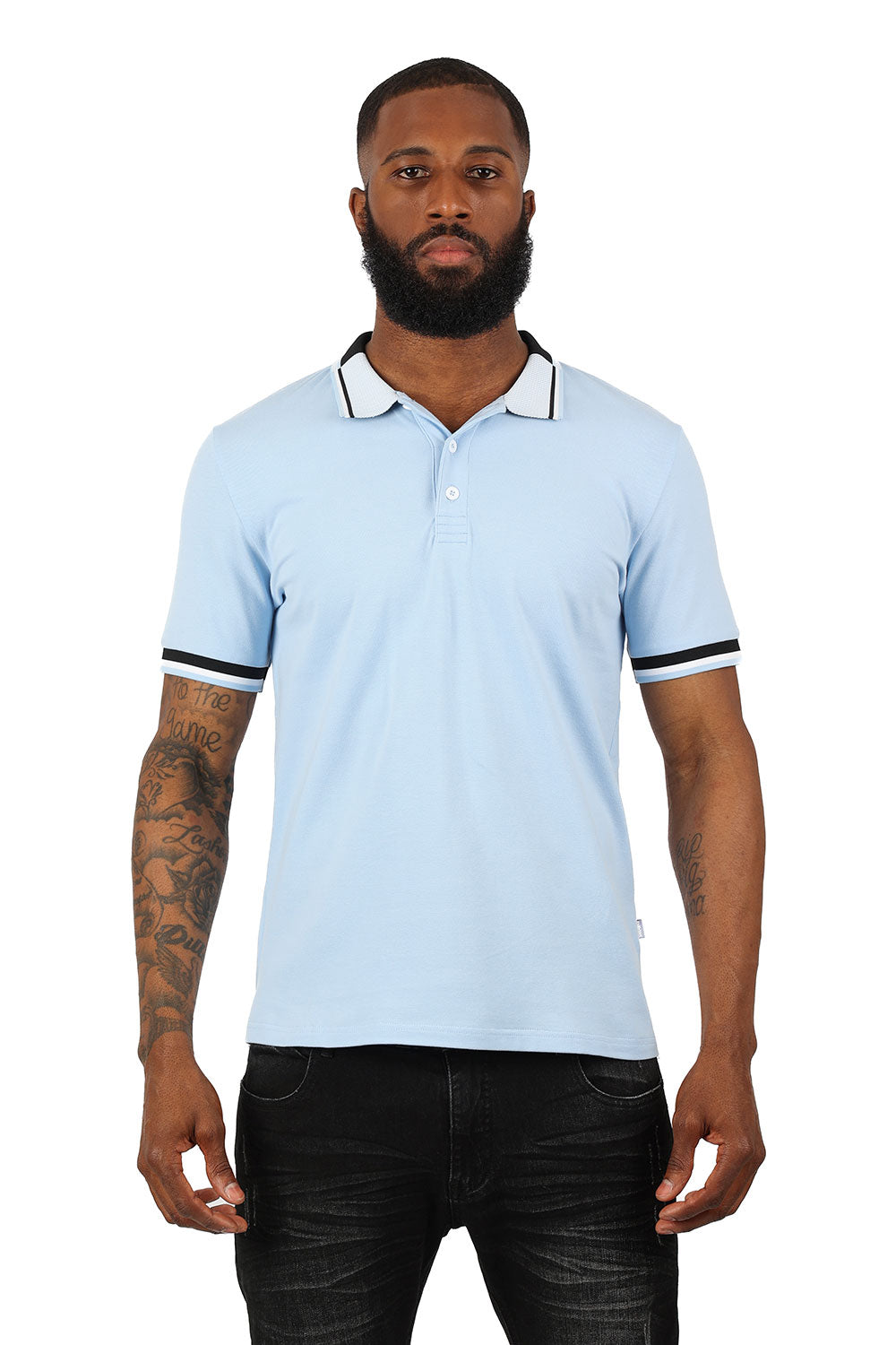BARABAS Men's Premium Solid Color Short Sleeve Polo shirts 3PP839 Blue