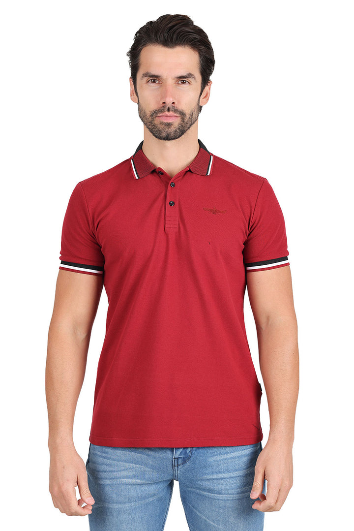 BARABAS Men's Premium Solid Color Short Sleeve Polo shirts 3PP839 Burgundy