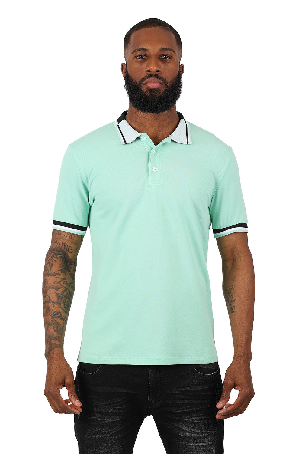 BARABAS Men's Premium Solid Color Short Sleeve Polo shirts 3PP839 mint