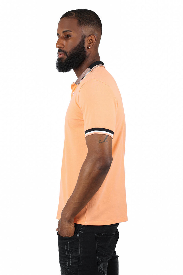 BARABAS Men's Premium Solid Color Short Sleeve Polo shirts 3PP839 Peach