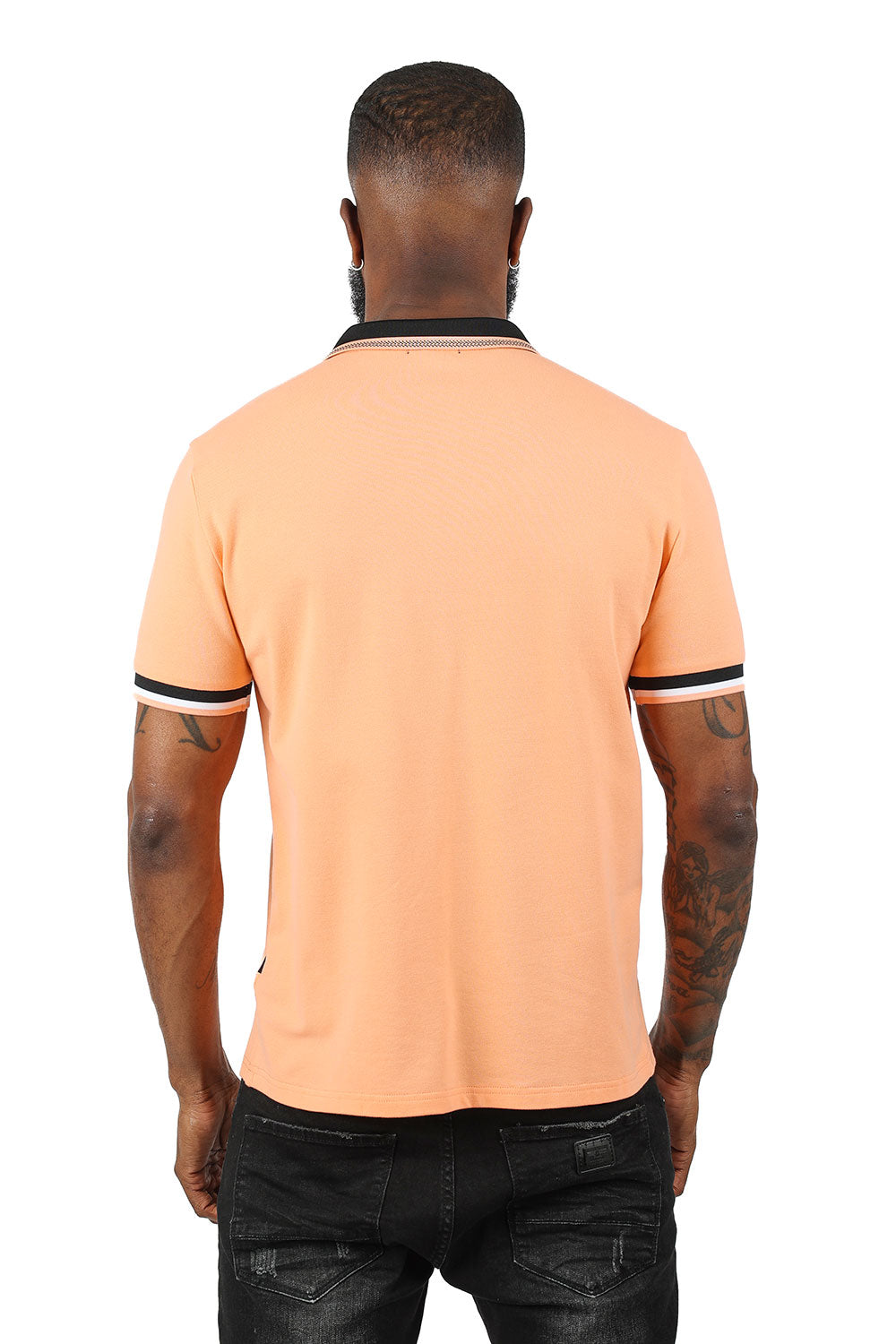 BARABAS Men's Premium Solid Color Short Sleeve Polo shirts 3PP839 Peach