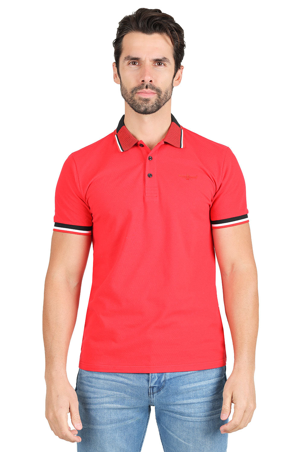 BARABAS Men's Premium Solid Color Short Sleeve Polo shirts 3PP839 Red