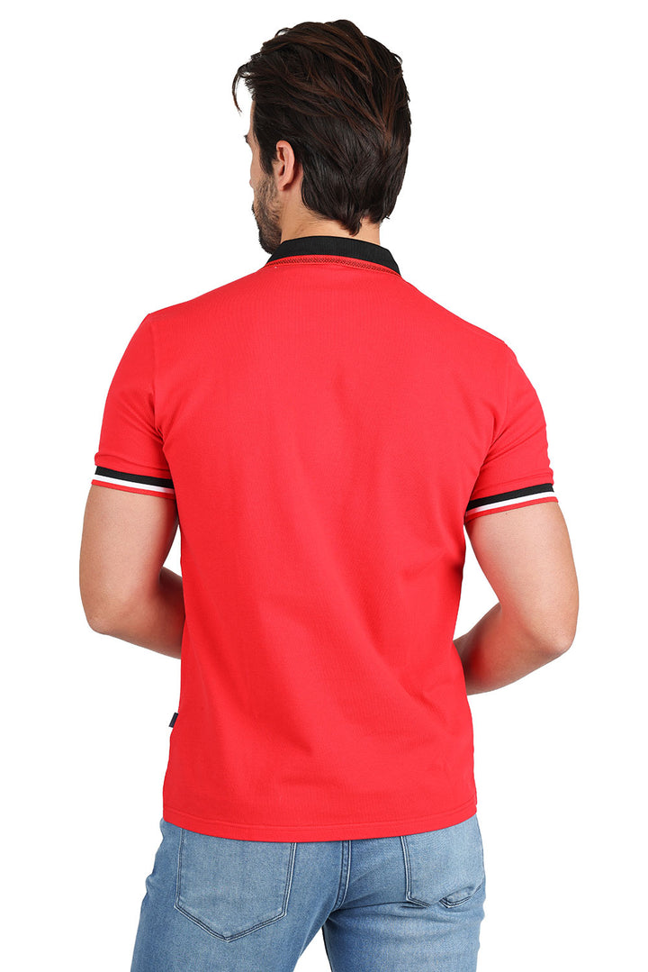 BARABAS Men's Premium Solid Color Short Sleeve Polo shirts 3PP839 Red