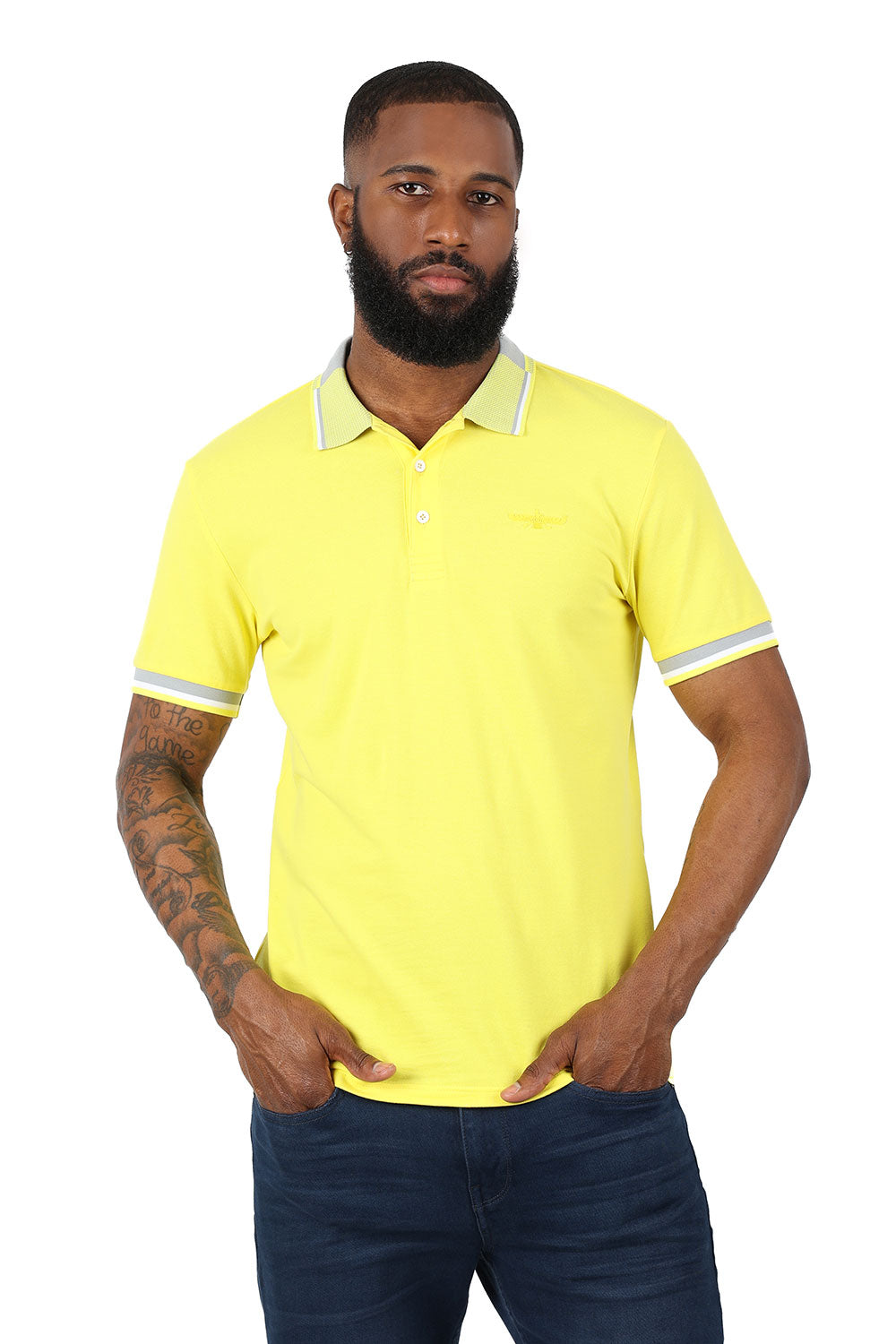 BARABAS Men's Premium Solid Color Short Sleeve Polo shirts 3PP839 Yellow