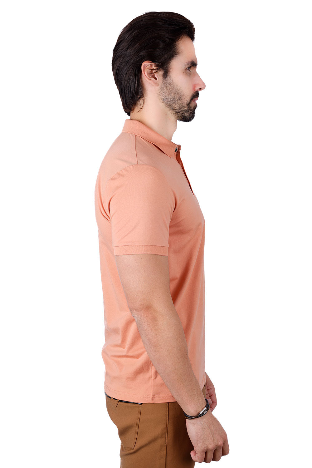 Barabas Men's Solid Color Premium Short Sleeve Logo polo Shirts 3PS128 Pink