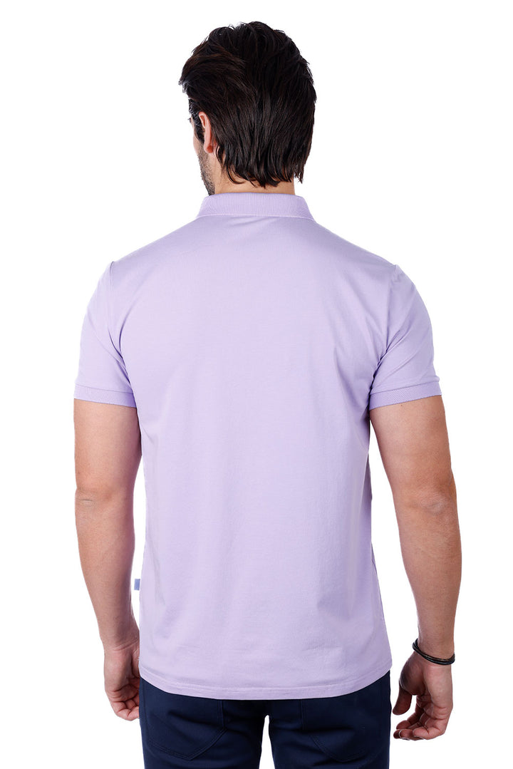 Barabas Men's Solid Color Premium Short Sleeve Logo polo Shirts 3PS128 Lavender