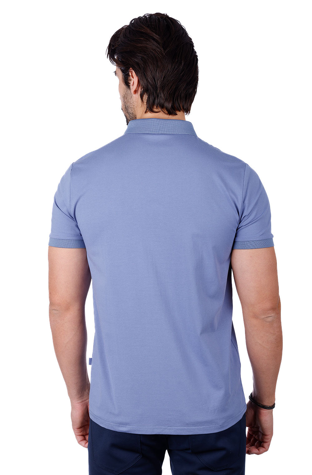 Barabas Men's Solid Color Premium Short Sleeve Logo polo Shirts 3PS128 Blue