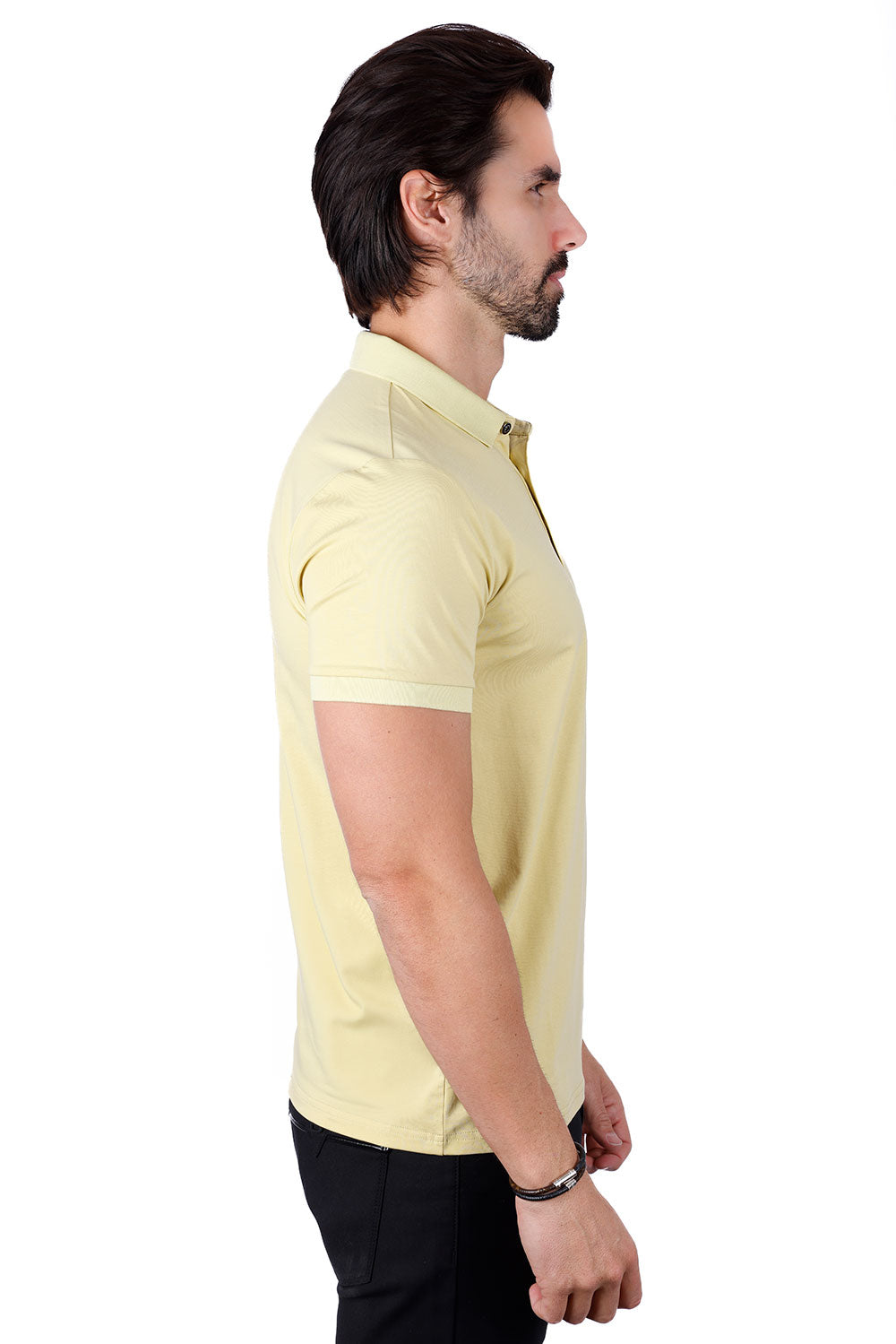 Barabas Men's Solid Color Premium Short Sleeve Logo polo Shirts 3PS128 Yellow