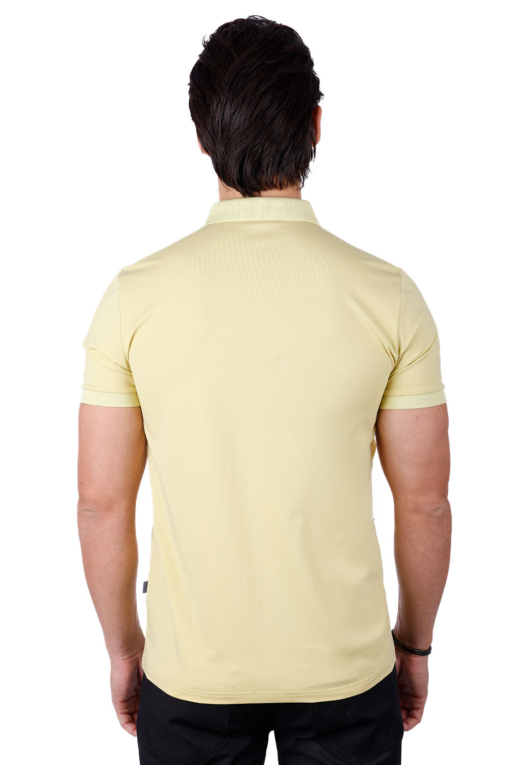 Barabas Men's Solid Color Premium Short Sleeve Logo polo Shirts 3PS128 Yellow
