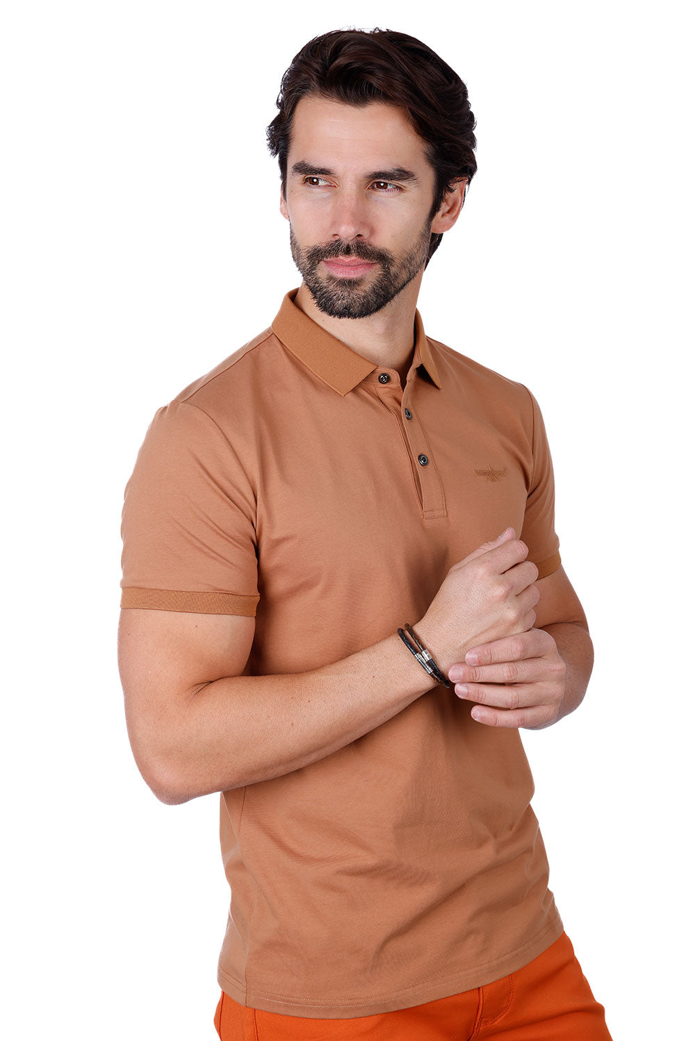 Barabas Men's Solid Color Premium Short Sleeve Logo polo Shirts 3PS128 Nutshell