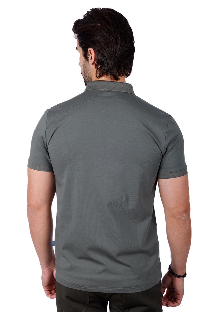 Barabas Men's Solid Color Premium Short Sleeve Logo polo Shirts 3PS128 Green 