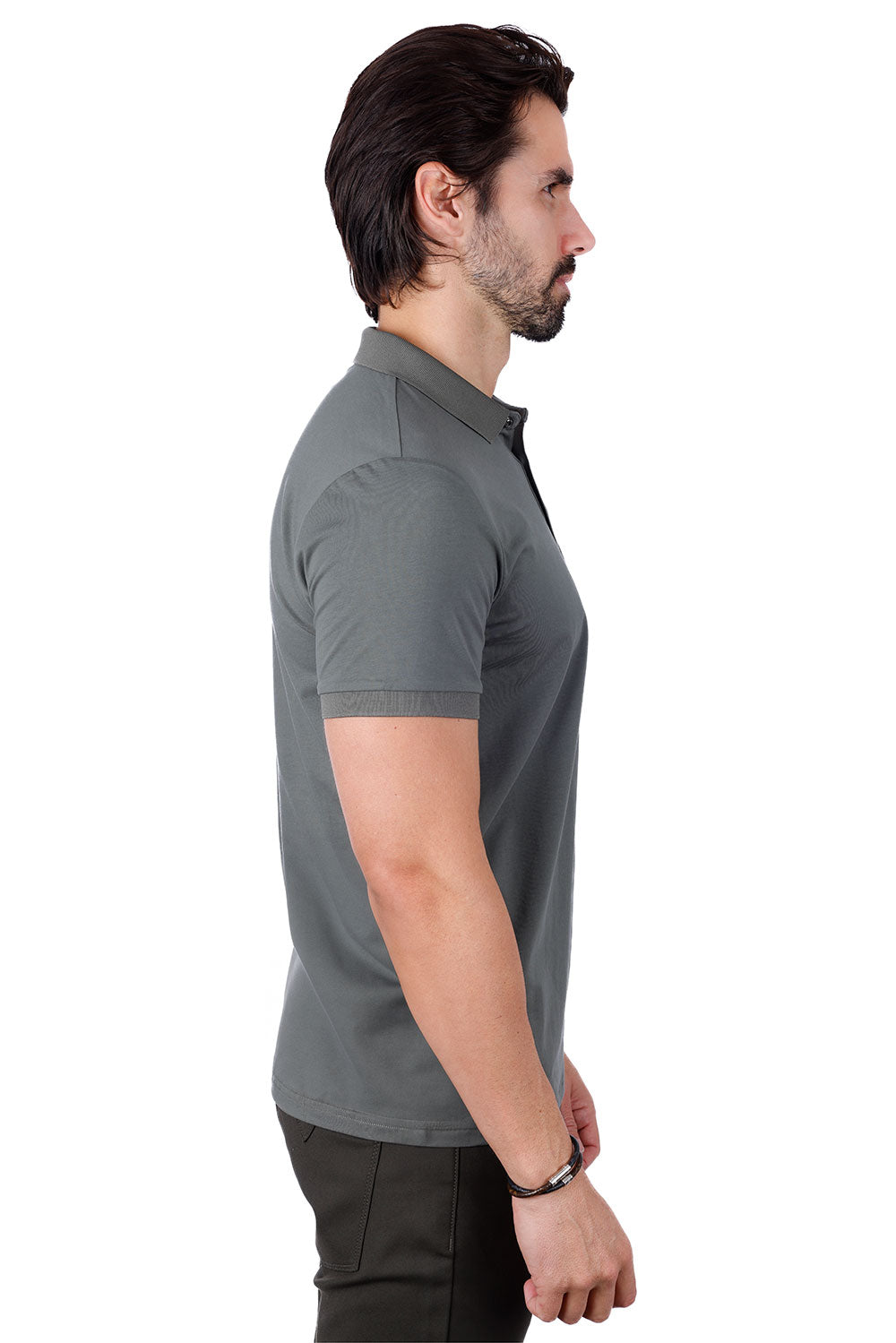 Barabas Men's Solid Color Premium Short Sleeve Logo polo Shirts 3PS128 Olive 