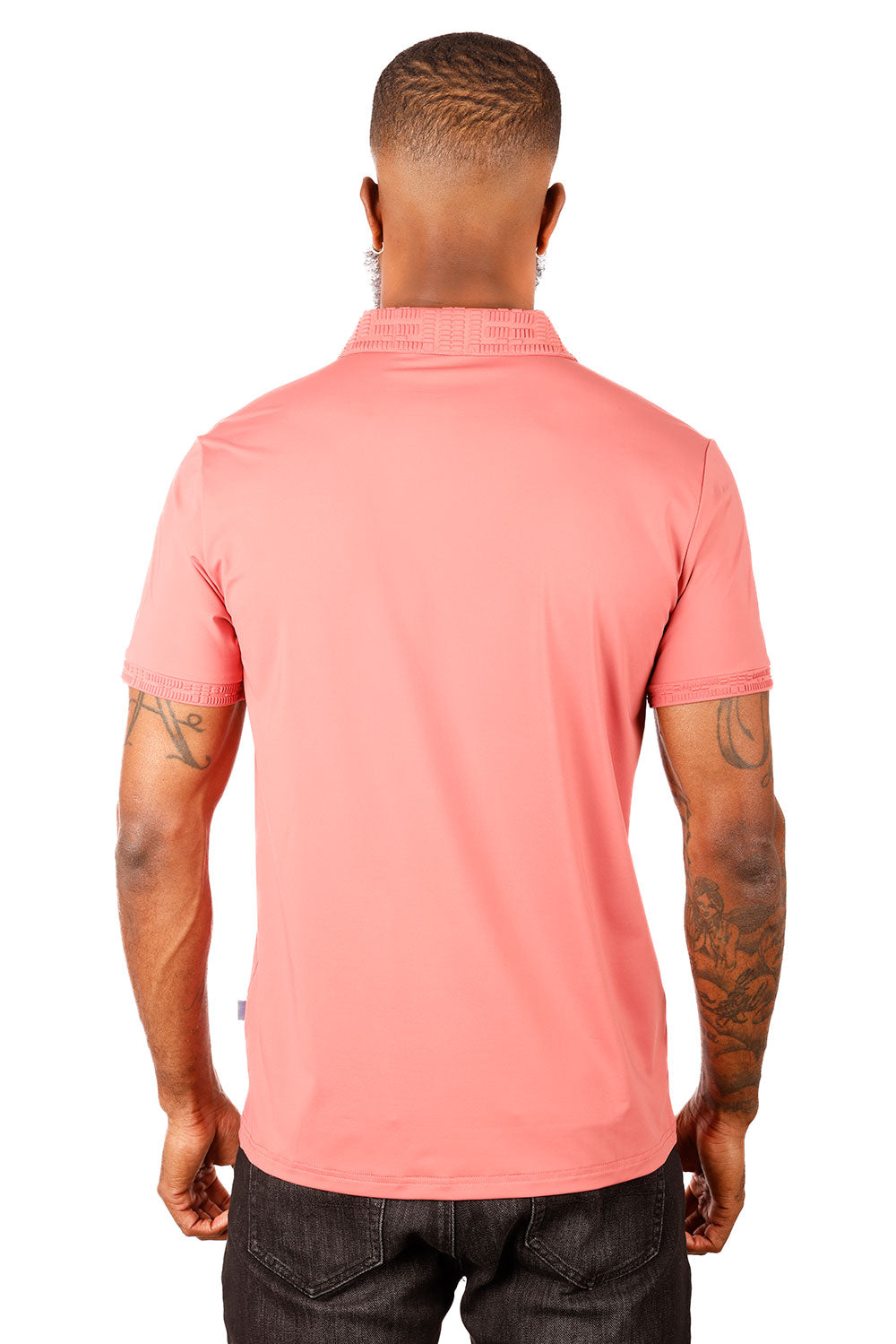 Barabas Men's Solid Stretch B Logo Short Sleeve Polo Shirts 3PS131 Astro Dust