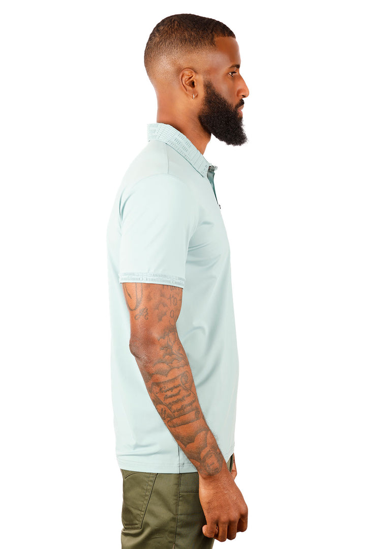 Barabas Men's Solid Stretch B Logo Short Sleeve Polo Shirts 3PS131 Green
