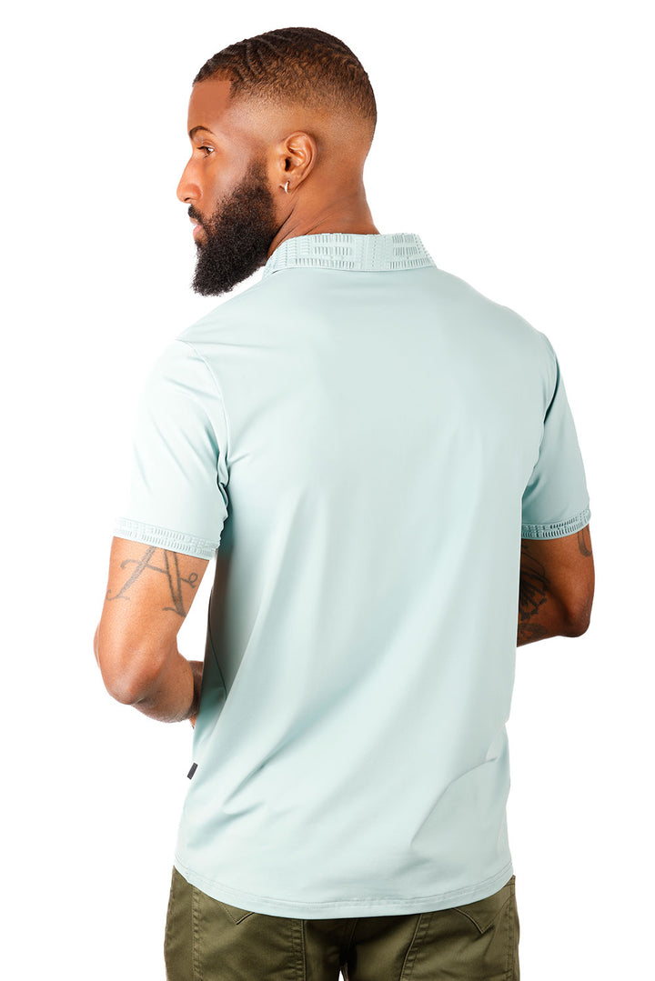 Barabas Men's Solid Stretch B Logo Short Sleeve Polo Shirts 3PS131 Green