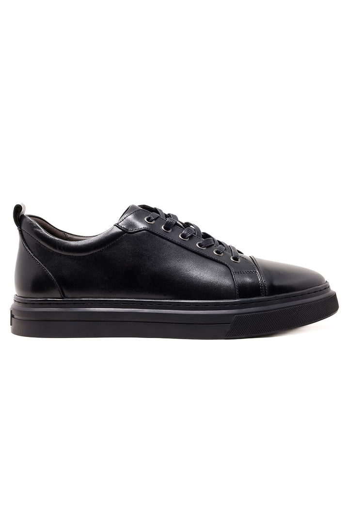 Barabas Men's Premium Leather Low Top Casual Sneaker 3SH21 Black