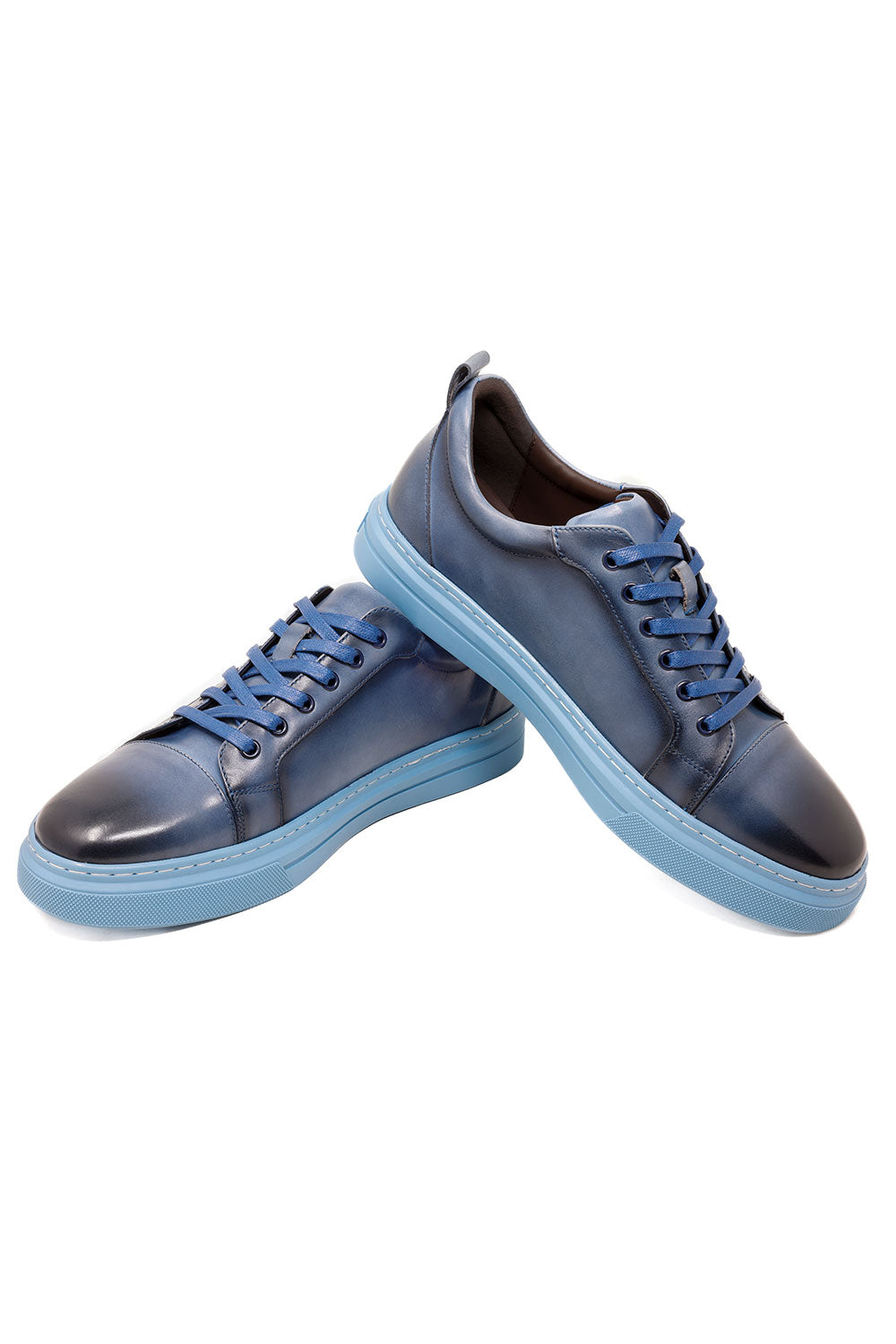 Barabas Men's Premium Leather Low Top Casual Sneaker 3SH21 Blue