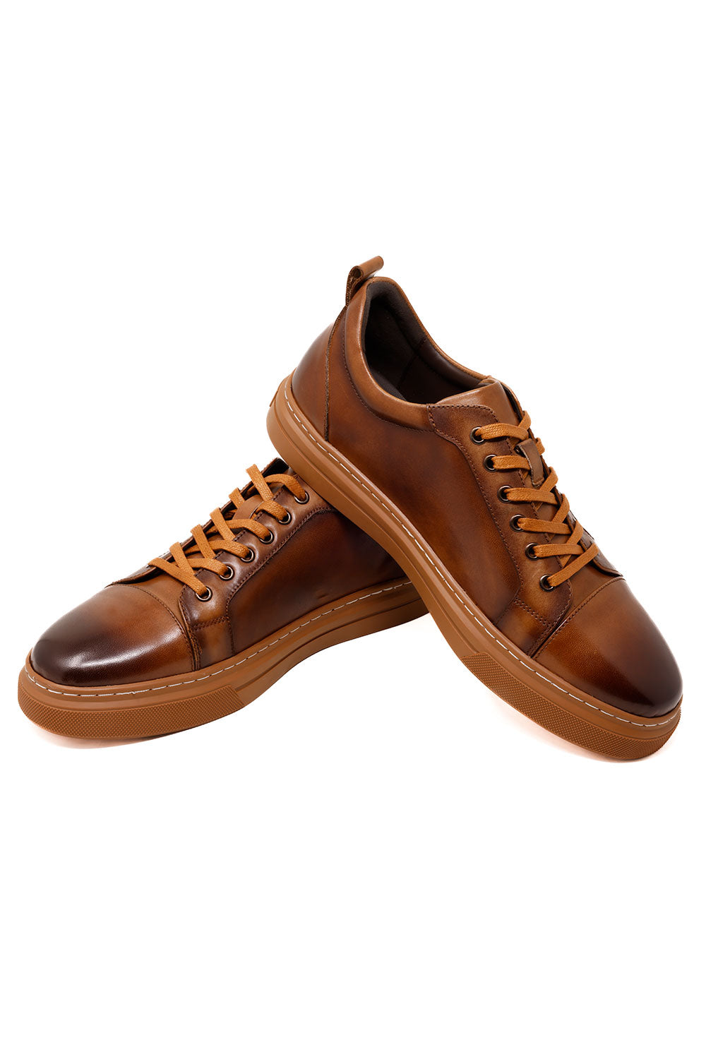 Barabas Men's Premium Leather Low Top Casual Sneaker 3SH21 Brown