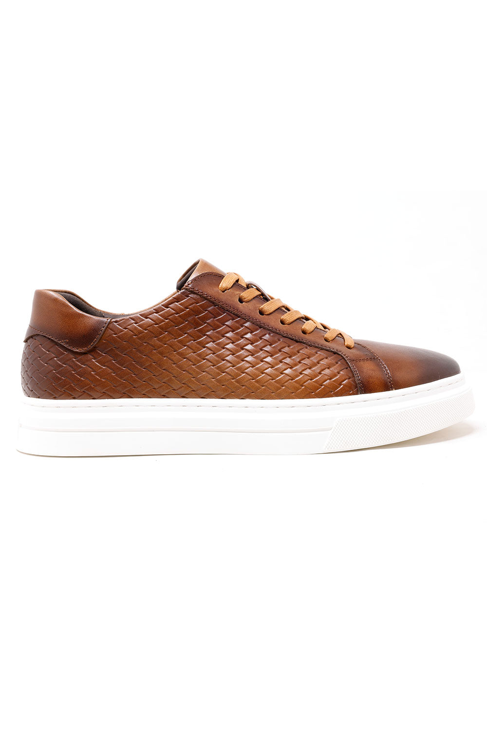 Barabas men's weave pattern laced up low top casual sneaker 3SH23 Brown