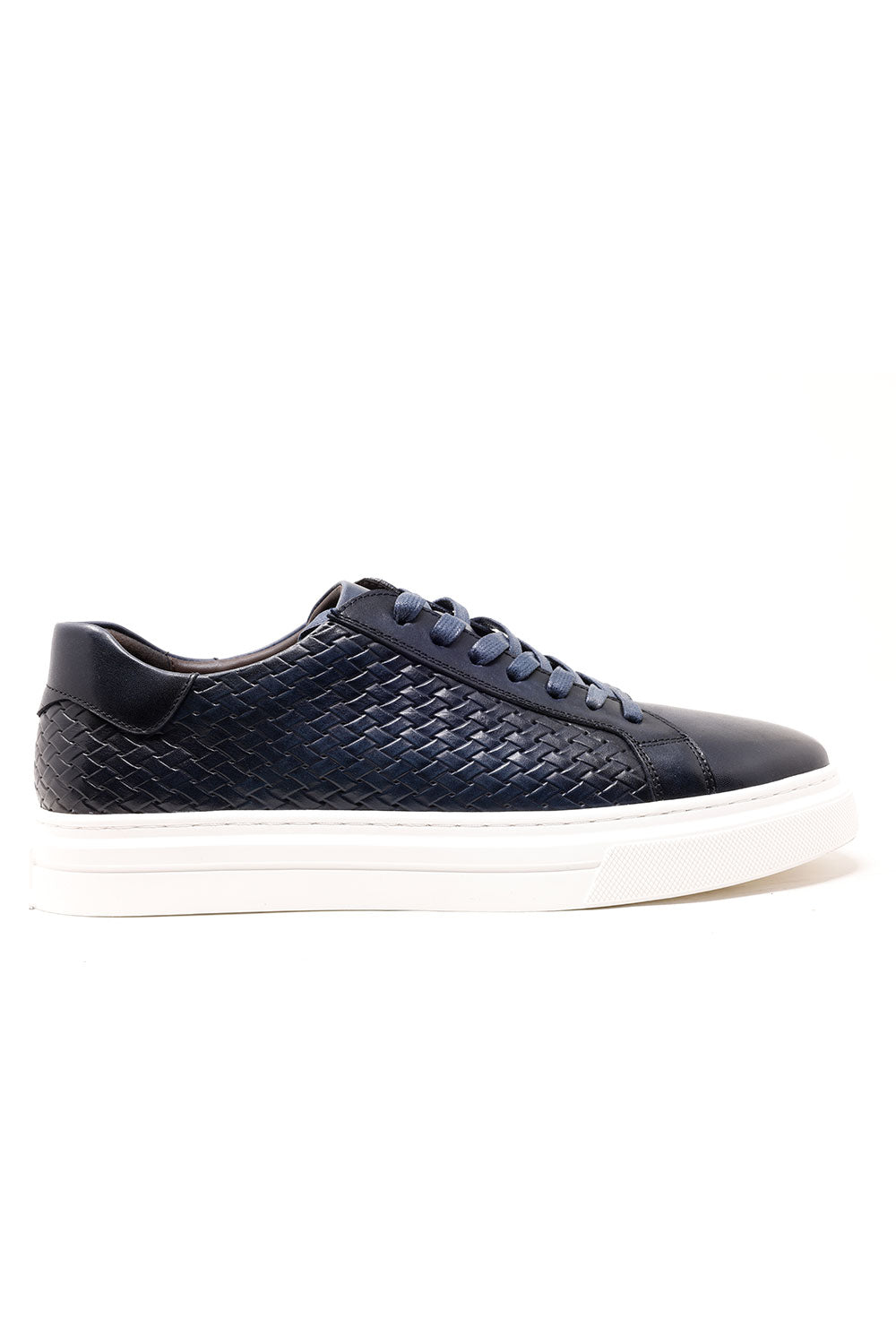 Barabas men's weave pattern laced up low top casual sneaker 3SH23 Navy