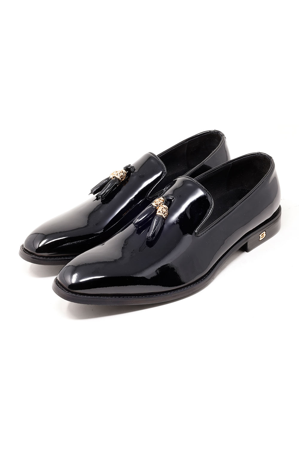Barabas Men's Shiny Design Tassel Slip On Leather Loafer Shoes 3SH39 Black