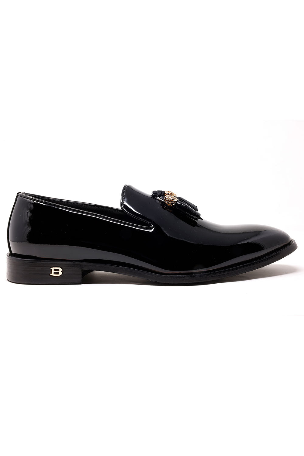 Barabas Men's Shiny Design Tassel Slip On Loafer Shoes 3SH39 Black