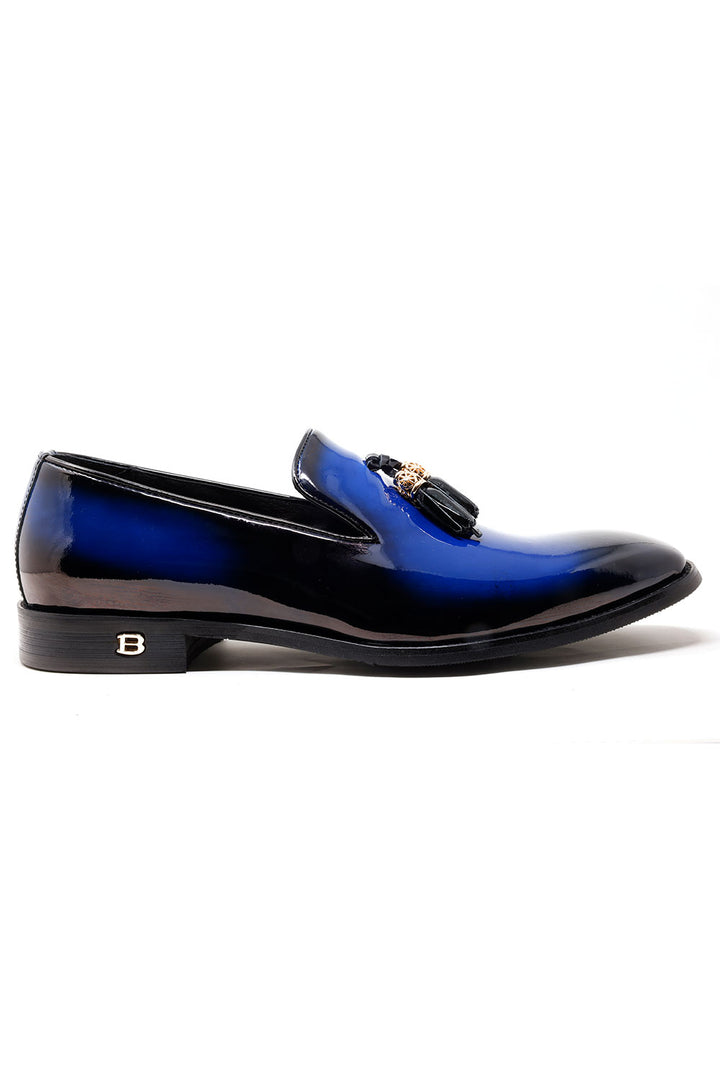 Barabas Men's Shiny Design Tassel Slip On Loafer Shoes 3SH39 Blue