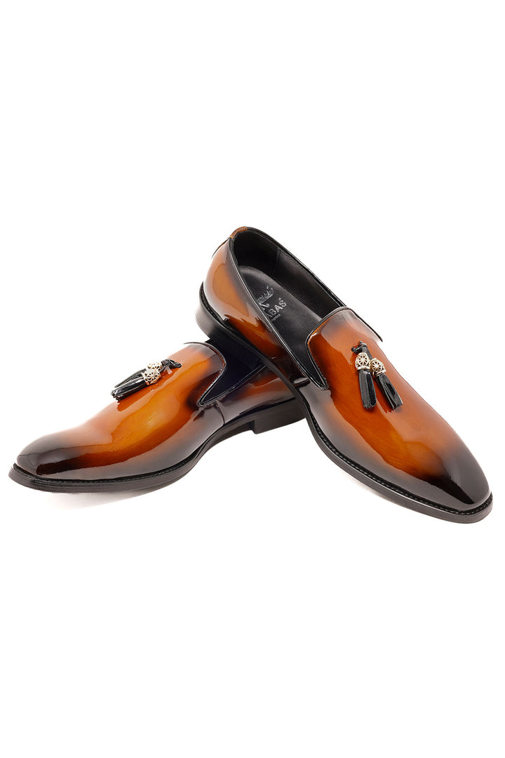 Barabas Men's Shiny Design Tassel Slip On Loafer Shoes 3SH39 Brown