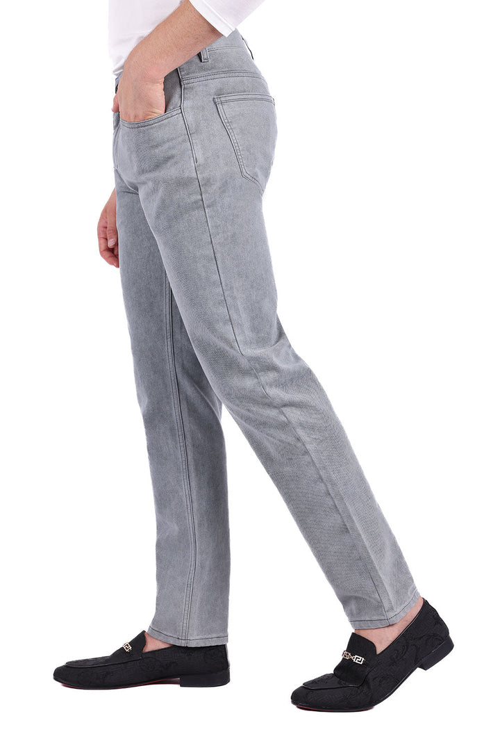 Barabas Men's Solid Color Premium Stretch Denim Jeans 3SN100 Ash