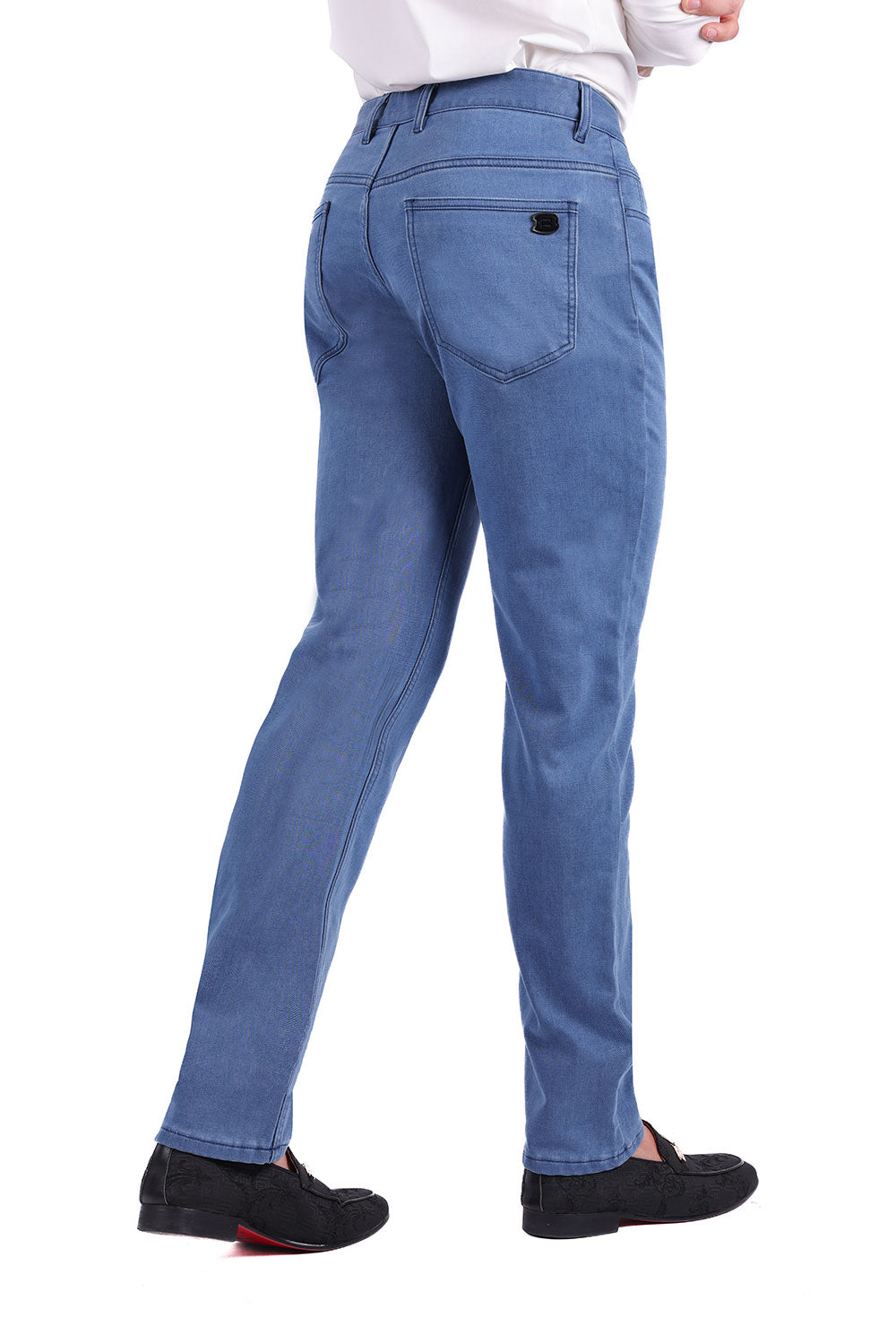 Barabas Men's Solid Color Premium Stretch Denim Jeans 3SN100 Light Blue